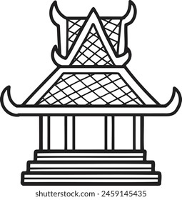 A large building with a lot of detail and a lot of windows. The building is Asian in style