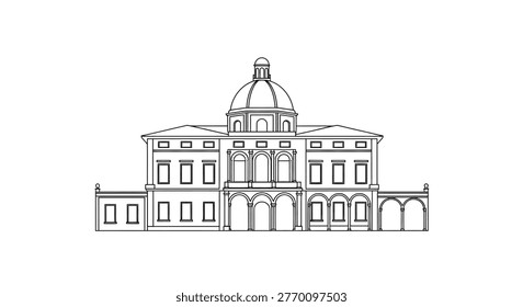 A large building with a dome roof