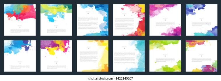 large bundle series of glowing vector colorful watercolor background important for any project where a platter of color makes the difference for card booklet or advertising colour rose water white kid