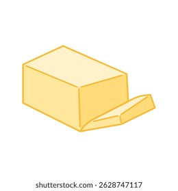 Large butter brick with a corner slice gently lifted.