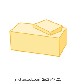 Large butter slab with a smaller piece resting on top.