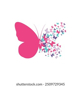large butterflies and very many small butterflies