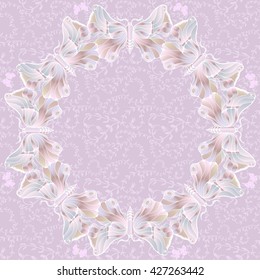 Large butterfly - vector illustration. Round frame. Use printed materials, signs, items, websites, maps, posters, postcards, packaging.