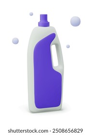 Large capacious bottle for liquid household chemicals. Opaque container with handle
