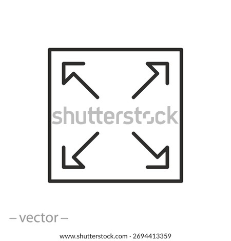 large capacity icon, screen adjust, linear vector illustration
