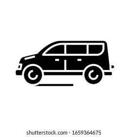 Large car black icon, concept illustration, vector flat symbol, glyph sign.