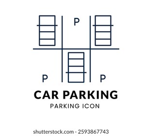 Large Car Parking Space line Icon Set . Vector Illustration