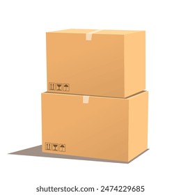 Large cardboard boxes for transportation on a white background. Vector illustration