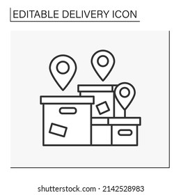 Large cargo line icon. Complete packages in a large box. Delivery service concept. Isolated vector illustration. Editable stroke