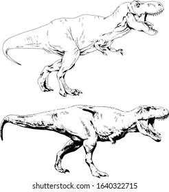 a large carnivorous dinosaur,attacks with snarling mouth