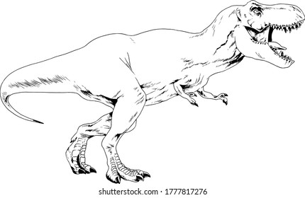 a large carnivorous dinosaur,attacks with snarling mouth