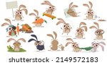 large cartoon collection of a crazy rabbit