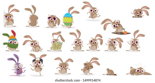 large cartoon collection of a crazy rabbit