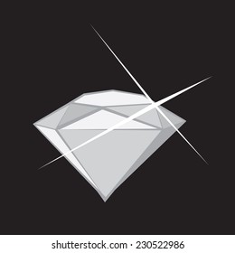 Large cartoon diamond shining sparkle 