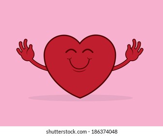 Large cartoon heart reaching for a hug 
