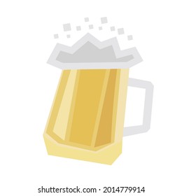 Large cartoon pint of beer on a transparent background with lots of bubble foam. Octoberfest festival in Bavaria. Vector illustration in flat style for postcards, posters, clothes, decorations.