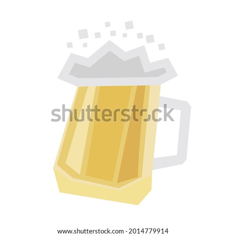 Large cartoon pint of beer on a transparent background with lots of bubble foam. Octoberfest festival in Bavaria. Vector illustration in flat style for postcards, posters, clothes, decorations.