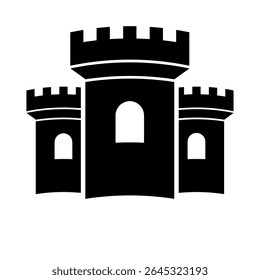 A large castle symbol in the center. Isolated black symbol
