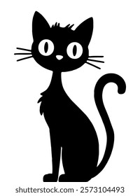 A large cat symbol in the center. Isolated black symbol