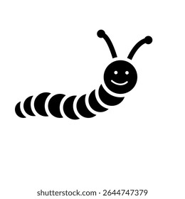 A large caterpillar symbol in the center. Isolated black symbol