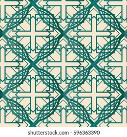 Large Celtic Textile Teal on Cream