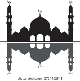 Grande mezquita central Vector de la silueta