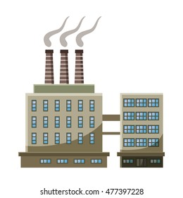 Large chemical plant icon in cartoon style isolated on white background. Production symbol
