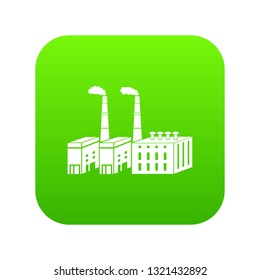 Large chemical plant icon green vector isolated on white background