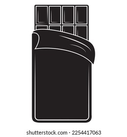 Large chocolate bar in packaging, black stencil, isolated vector illustration silhouette icon