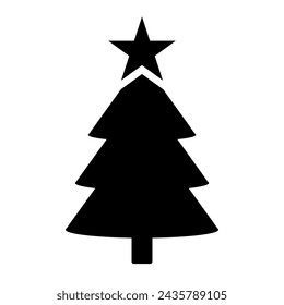 Un gran árbol de Navidad en el centro. Símbolo negro aislado