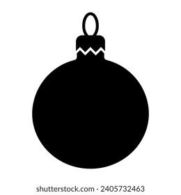 A large Christmas tree toy in the center. Isolated black symbol