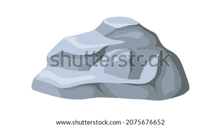 Large chunk of stone. Granite boulder, rocks debris, broken rubble, wall formation, cartoon vector isolated on white background