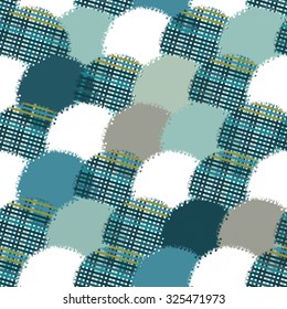 Large circles textured weaving lines seamless pattern -vector illustration.