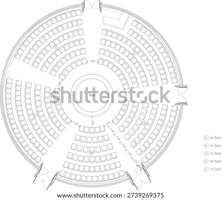 Large Circular Conference Hall Interior Design with Professional Stage Layout