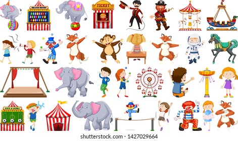 Large circus themed set illustration