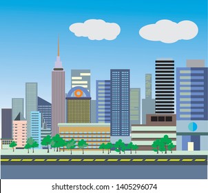 Large city image filled with many tall buildings To bring to make illustrations Your background image