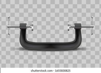 Large clamp compression tool. Clamp instrument. Conceptual vector illustration iaolated on transparent background.