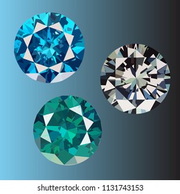 Large Clear Diamonds. Vector illustration of a diamonds.on black background

