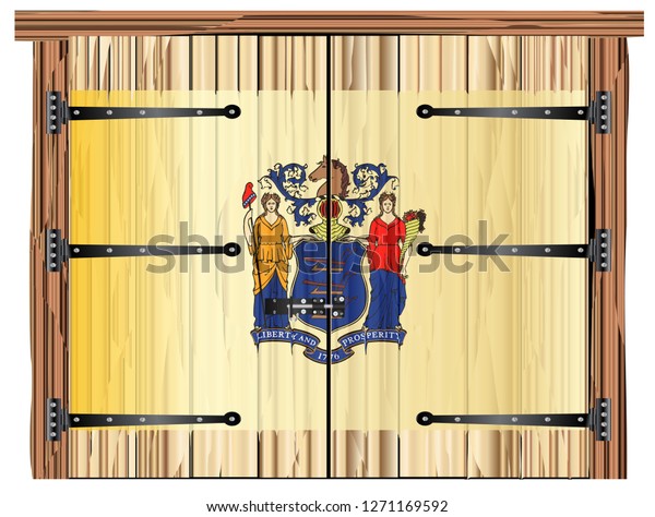 Large Closed Wooden Barn Double Door Stock Vector Royalty Free