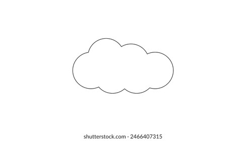 large cloud black outline on transparent background, 