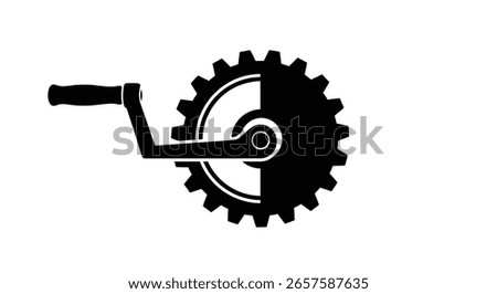 Large Cog Turned by Hand Crank - Vector Innovation and Effort Icon
