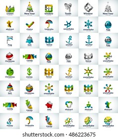 Gran colección de íconos de negocios con logotipo geométrico abstracto. Ideas web universales y coloridas inusuales creadas con ondas