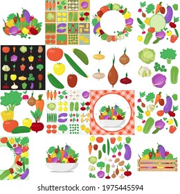 A large collection of banners - different vegetables. Vector illustration