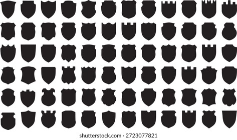 Grande colección de siluetas de escudo negro y Formas de cresta heráldica