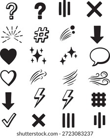 Grande colección de iconos y símbolos de línea de Vector negro para uso decorativo y de diseño