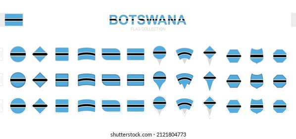 Große Sammlung von Botsuana-Flaggen verschiedener Formen und Effekte. Große Menge an Vektorflagge.