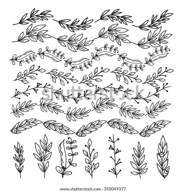 Large Collection Brushes Contains Various Branches Stock Vector