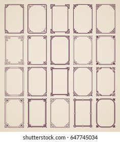 Large collection of calligraphic frames in vintage and retro style