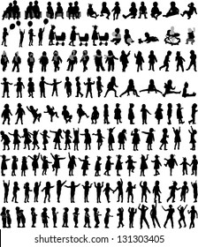 Large collection of children's silhouettes , vector work.