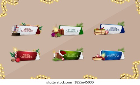 Large collection of Christmas website stickers with Christmas elements. Greeting Christmas stickers for your website